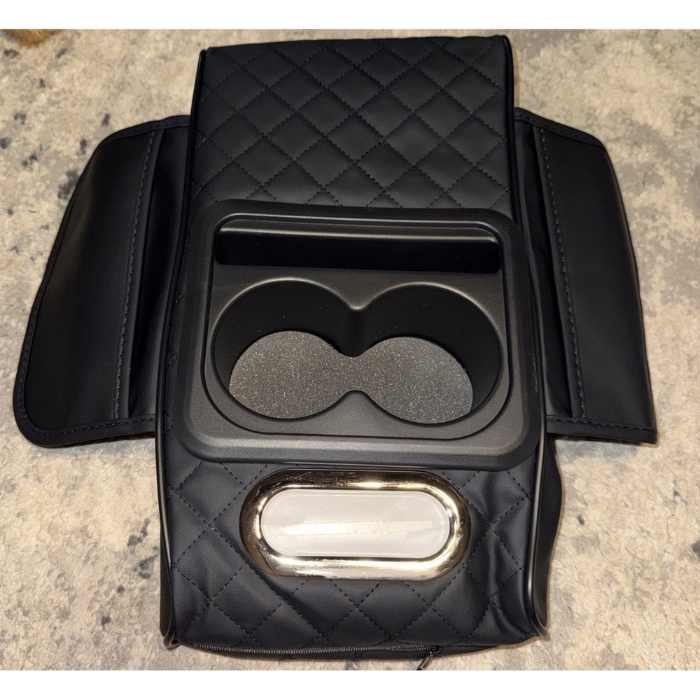 Car Center Console Box Cover Cushion W/ 2 Cup Holders / Tissue Box Universal New